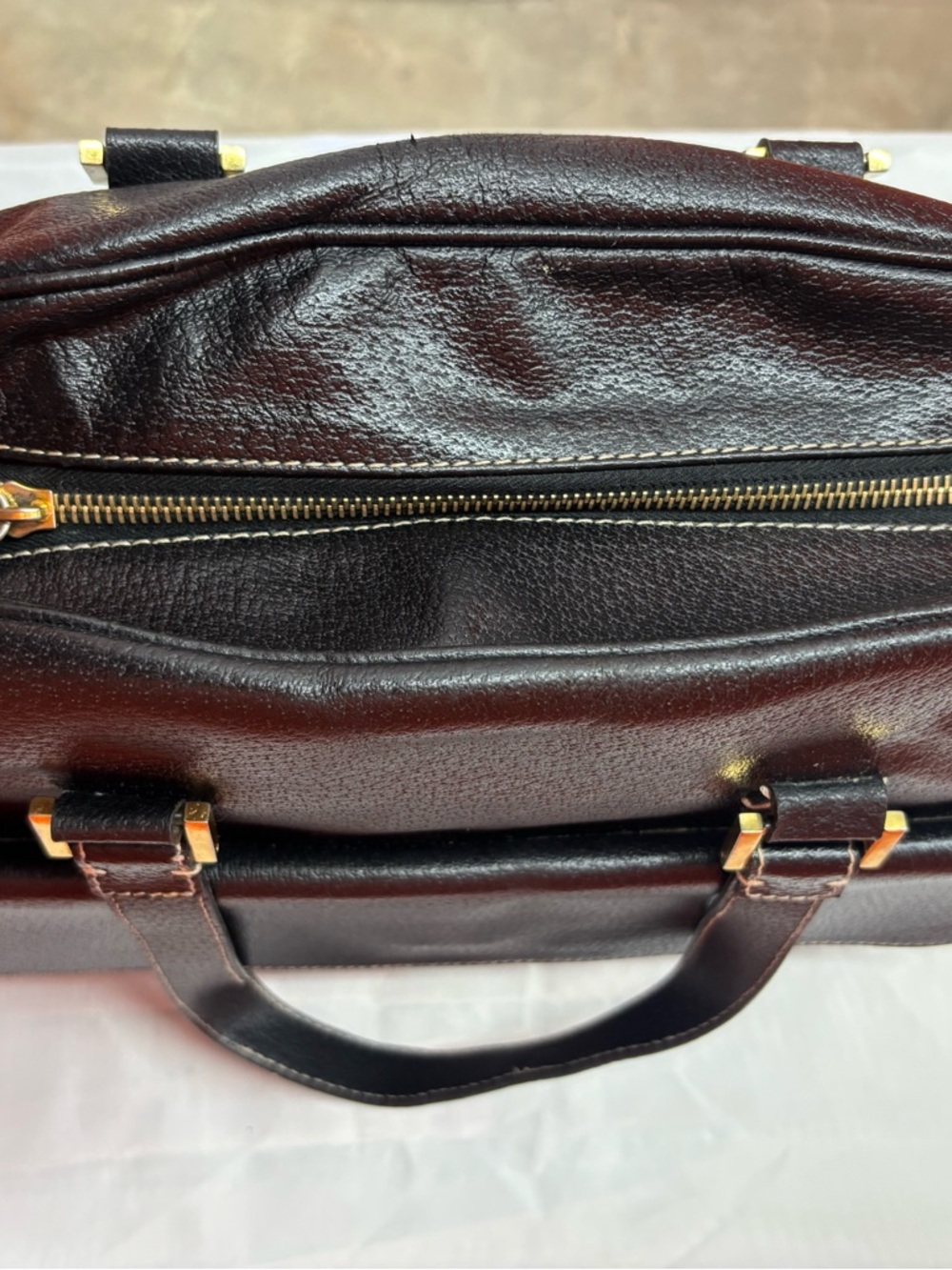 Fendi Dark Brown Leather Crossbody Bag with Gold Hardware